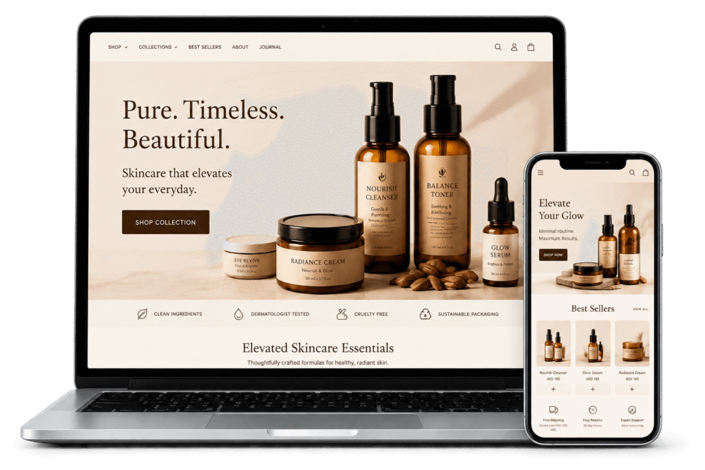 laptop and mobile view of shopify store by shopify expert in dubai shahzad khan