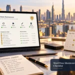 WordPress Maintenance Checklist: illustrated website workspace with Shahzad Khan's circular author portrait